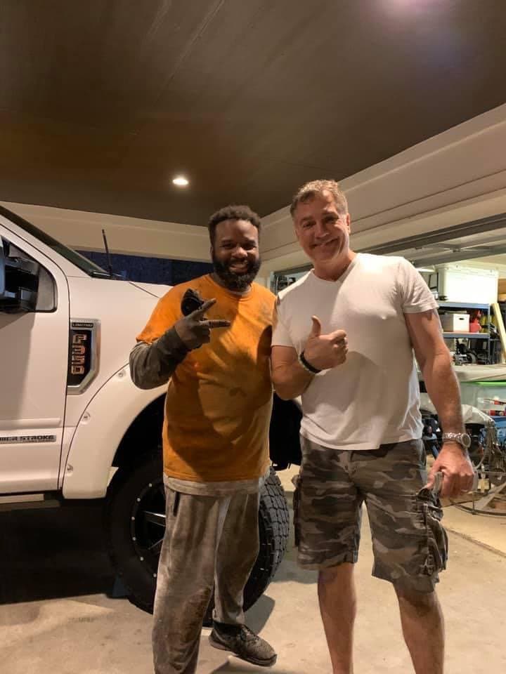 The Seventree Landscaping team with their work truck in Greater Houston